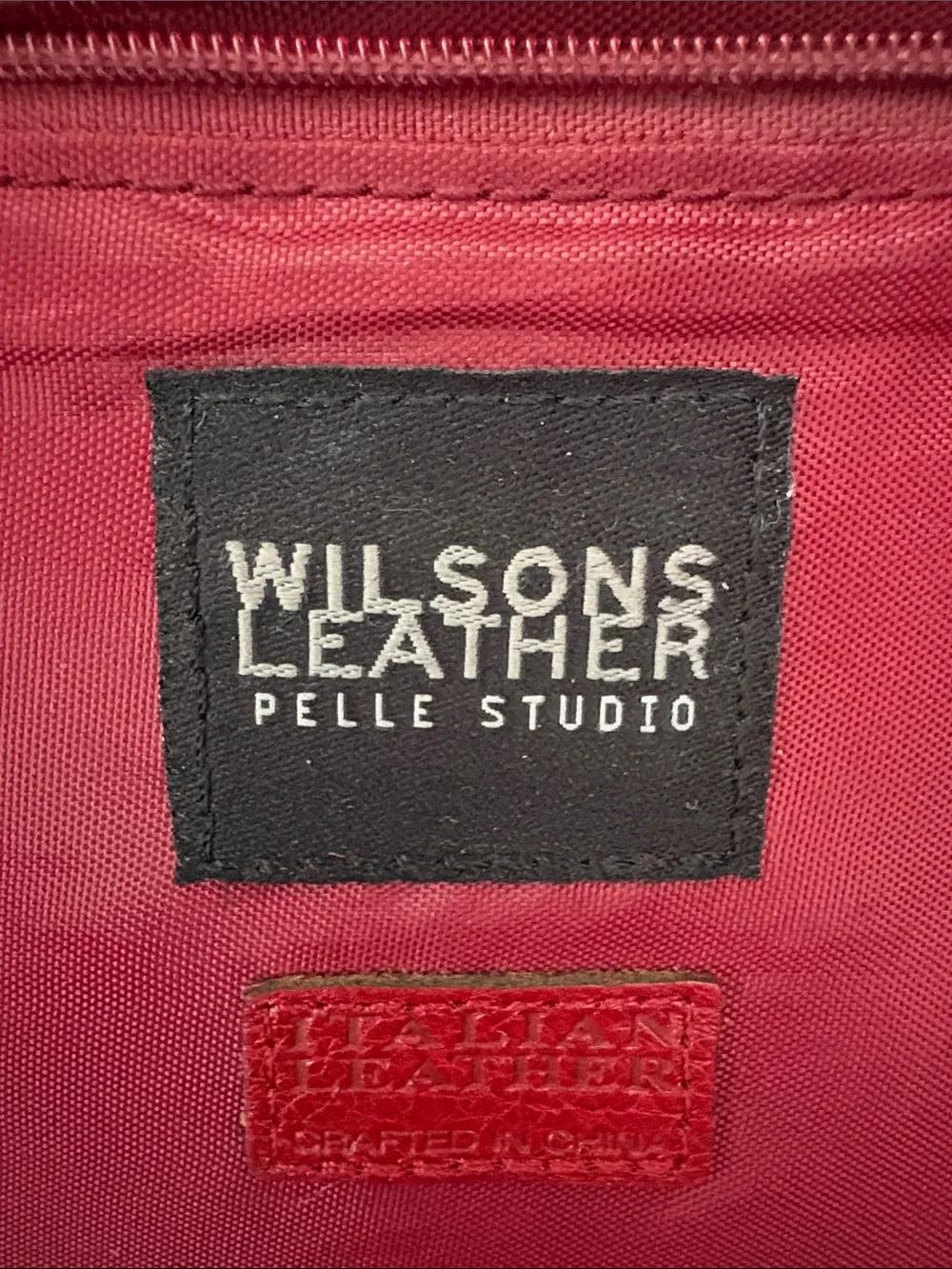 Vintage Wilson’s Woven Italian Leather Red Wine Shoulder Hand Bag Tote Pelle